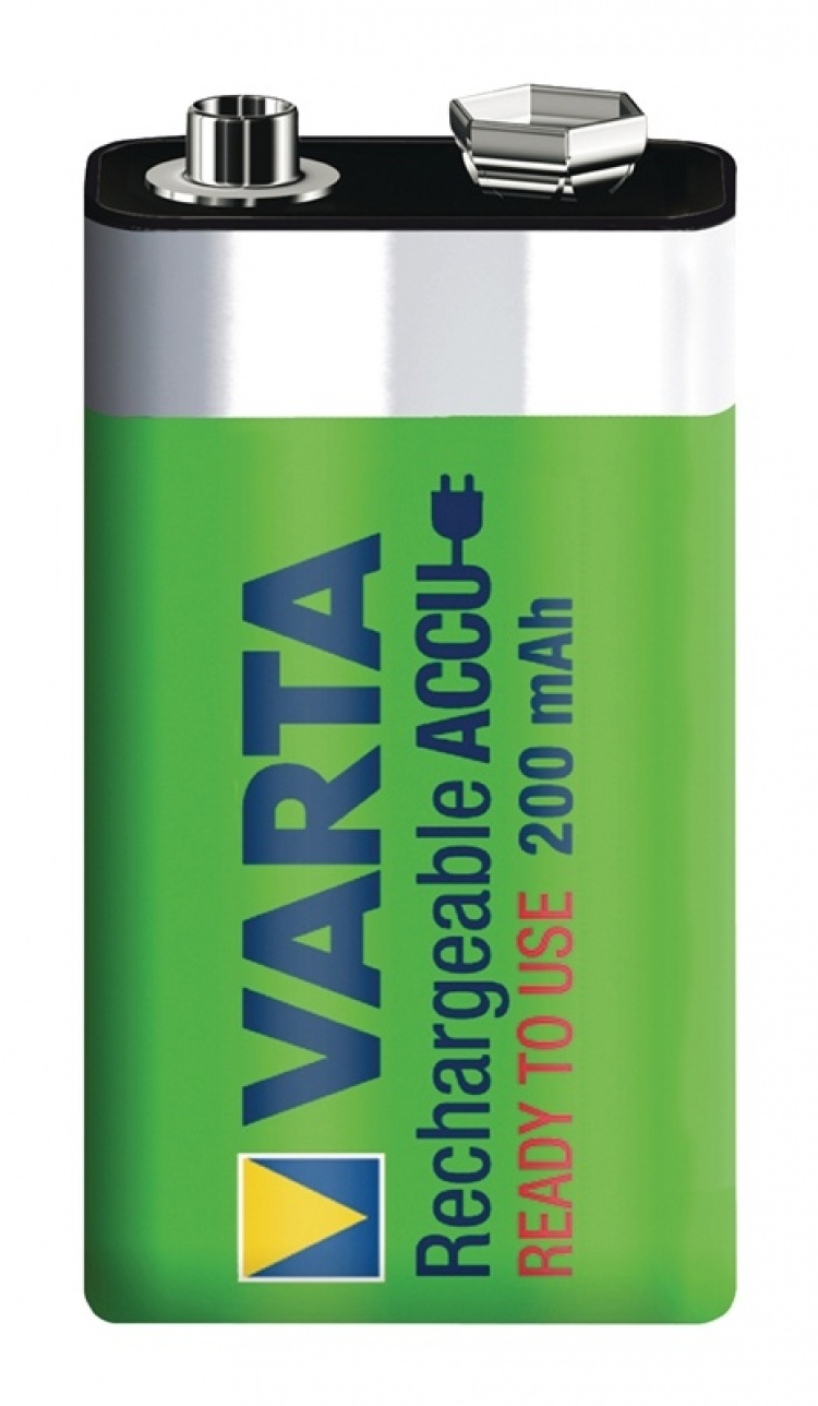 Varta Rechargeable NiMH Battery E-Block | 9 V DC | 200 mAh | Precharged | 1-Blister | 6HR61 | Green / Yellow