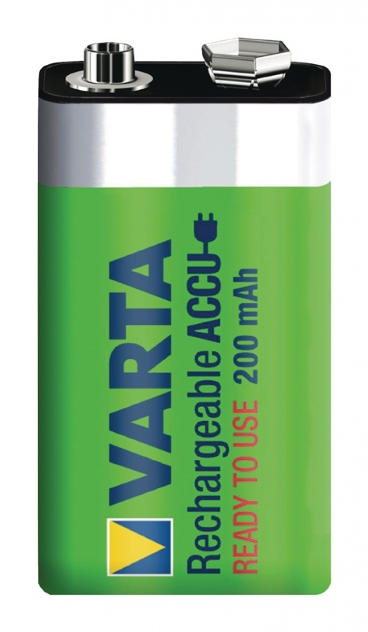 Varta Rechargeable NiMH Battery E-Block | 9 V DC | 200 mAh | Precharged | 1-Blister | 6HR61 | Green / Yellow