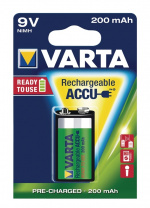 Varta Rechargeable NiMH Battery E-Block | 9 V DC | 200 mAh | Precharged | 1-Blister | 6HR61 | Green / Yellow