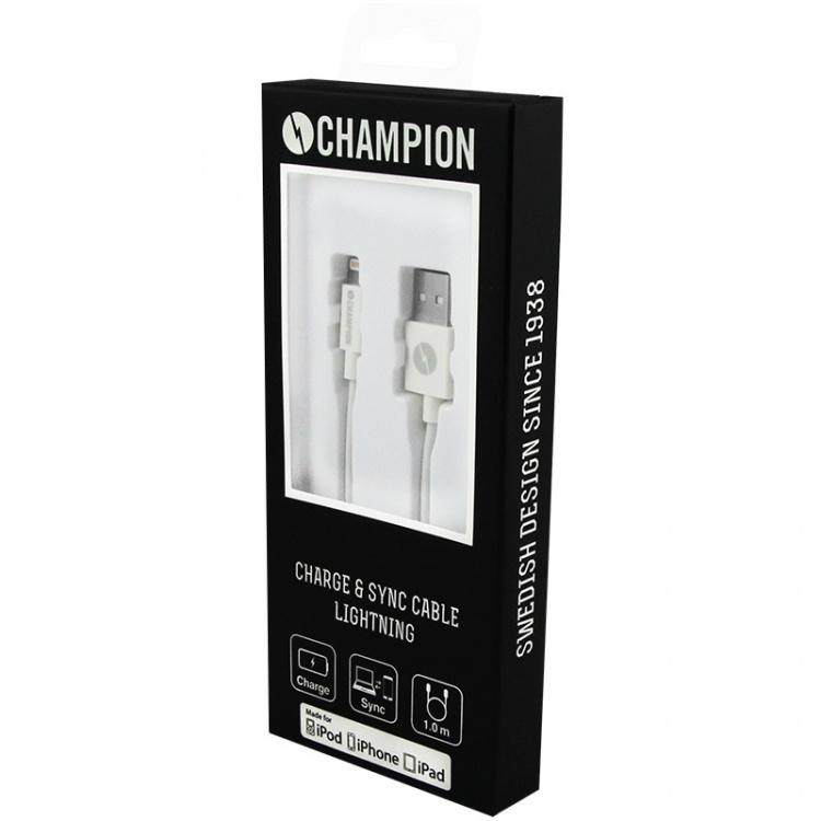 Champion USB-A to Lightning Cable 1m White