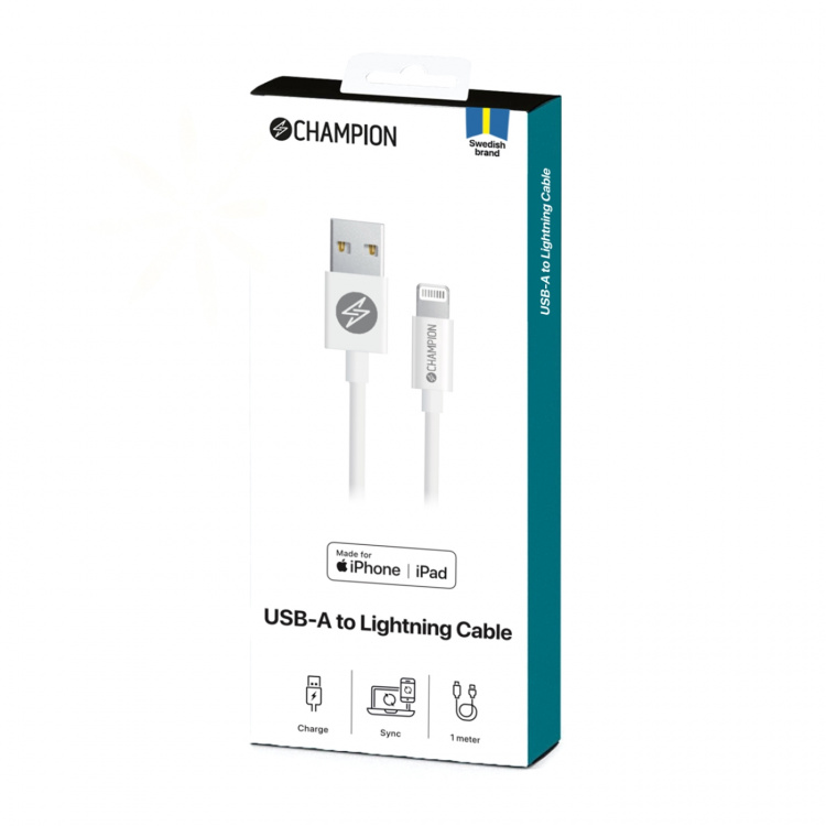Champion USB-A to Lightning Cable 1m White