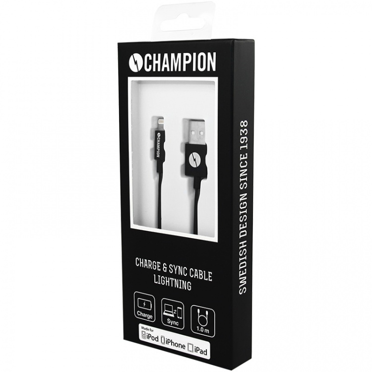 Champion USB-A to Lightning Cable 1m Black
