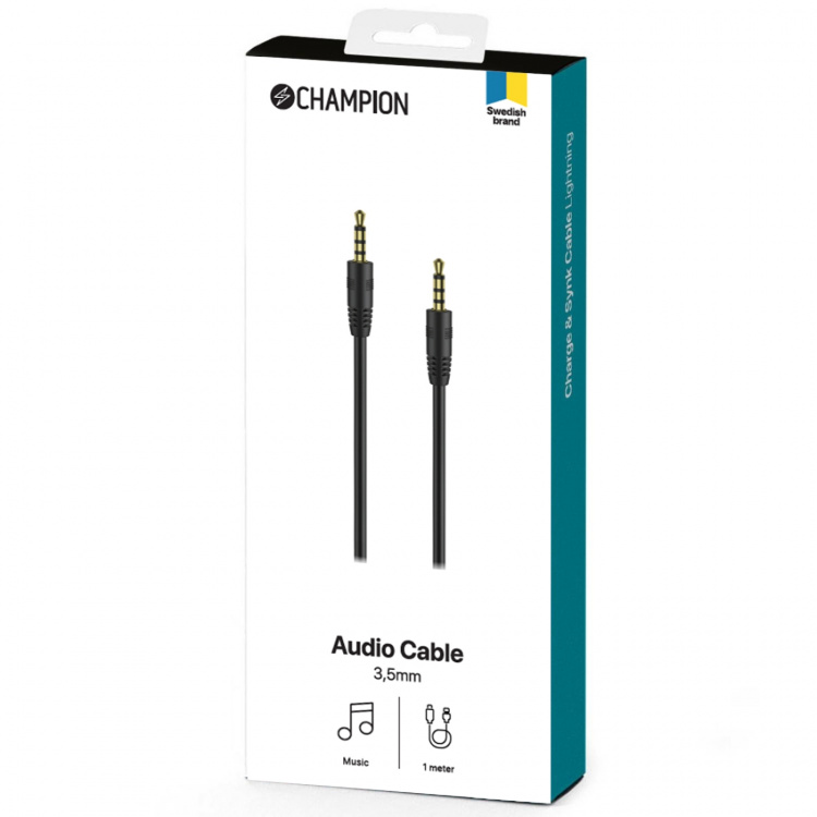 Champion 3,5mm Audio Cable 1m Black Champion 3,5mm Audio Cable 1m Black