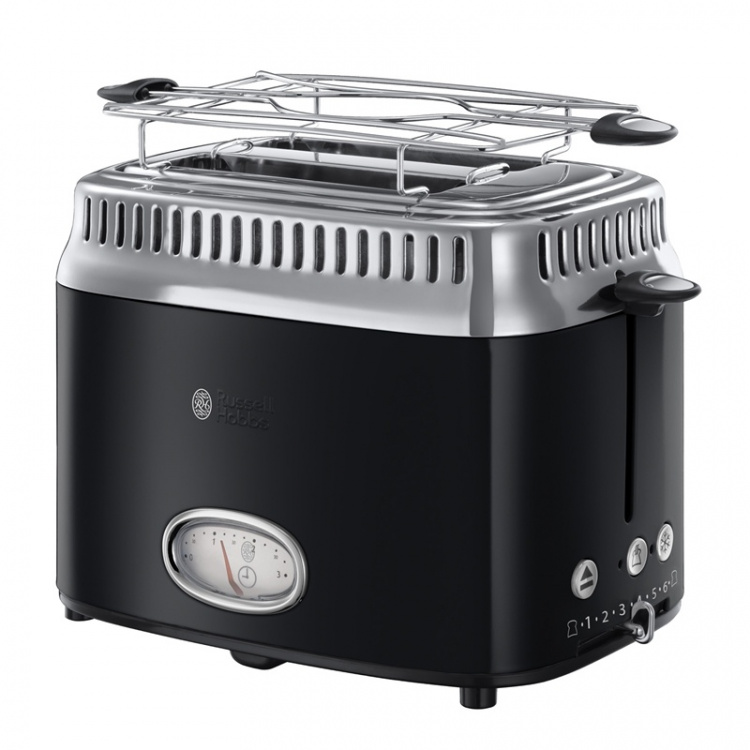 Russell Hobbs Brödrost 2 skivors Retro Svart