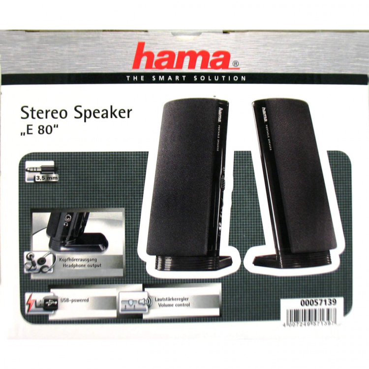 Hama PC Högtalare E80 USB 3,5mm Hane Svart