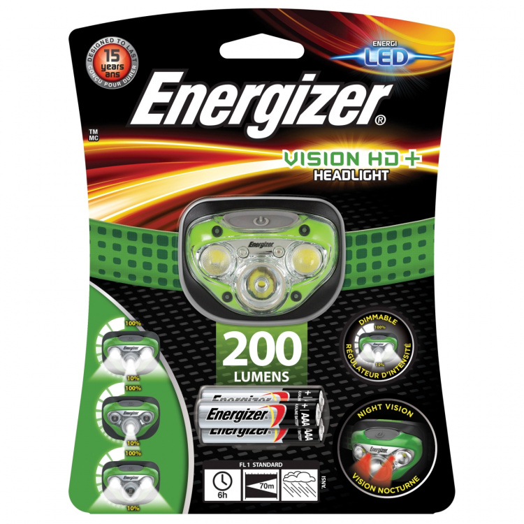 Energizer Headlamp Vision HD 3 + 2 LED 200 Lumen