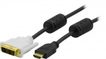 DELTACO HDMI till DVI kabel, 19-pin-DVI-D Single Link, 2m, svart