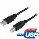DELTACO USB 2.0 kabel Typ A hane - Typ B hane 2m, svart DELTACO USB 2.0 kabel Typ A hane - Typ B hane 2m, svart