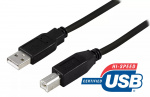 DELTACO USB 2.0 kabel Typ A hane - Typ B hane 2m, svart DELTACO USB 2.0 kabel Typ A hane - Typ B hane 2m, svart
