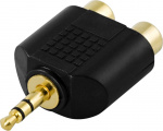 DELTACO multimedia-adapter, 2xRCA ho till 3,5mm ha, guldpläterad
