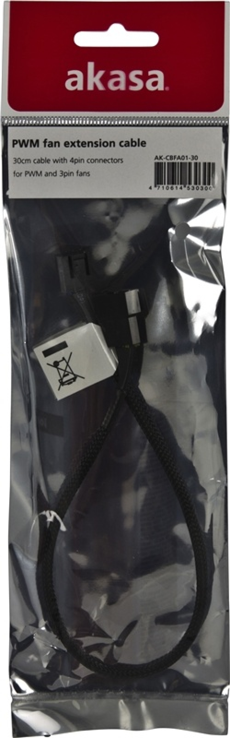 AKASA förlängningskabel för 4-pins fläktar 0,3m