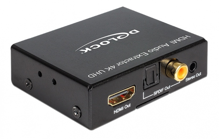 DeLOCK HDMI Stereo/5.1 audio extractor, UltraHD, S/PDIF, 3,5mm, black