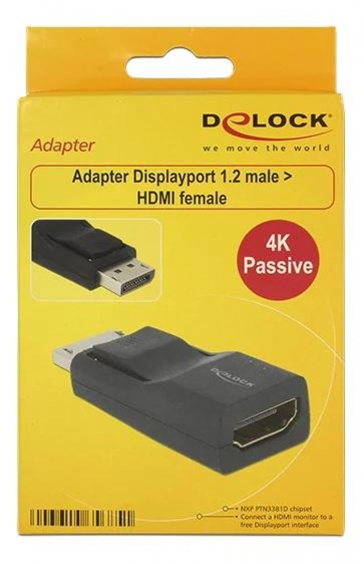 Delock Adapter Displayport 1.2 male > HDMI female 4K Passive black