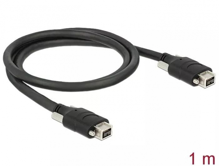 DeLOCK Firewire 800 kabel, 9-pin ha - 9-pin ha, 1m, svart