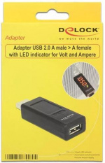 DeLOCK adapter, ampere- och voltmätare, USB Typ A ha - Typ A ho, sv