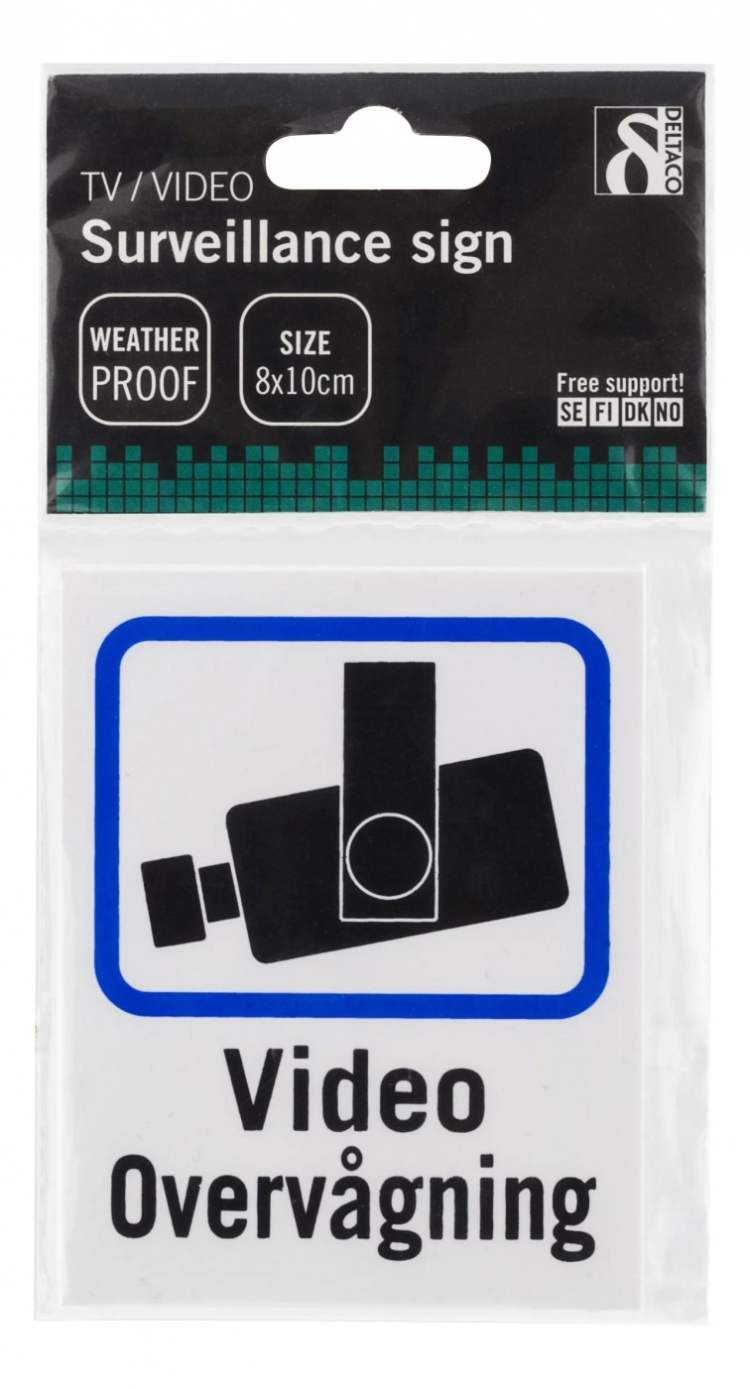 DELTACO Danish TV/Video surveillance sign in plastic, 8x10cm, 2-pack DELTACO Danish TV/Video surveillance sign in plastic, 8x10cm, 2-pack