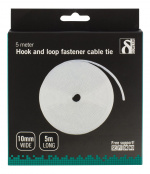 DELTACO Hook and loop fastener cable ties, width 10mm, 5m, white