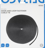 DELTACO Hook and loop fastener cable ties, width 10mm, 25m, black DELTACO Hook and loop fastener cable ties, width 10mm, 25m, black