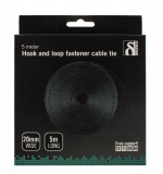 DELTACO Hook and loop fastener cable ties, width 20mm, 5m, black DELTACO Hook and loop fastener cable ties, width 20mm, 5m, black