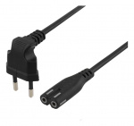 DELTACO power cable, angled CEE 7/16, straight IEC 60320 C7, 3m, black