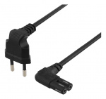 DELTACO ungrounded device cable, 3m, angled CEE 7/16 - IEC 60320, blac DELTACO ungrounded device cable, 3m, angled CEE 7/16 - IEC 60320, blac