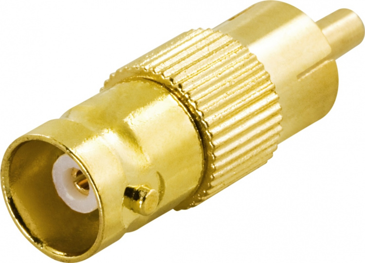 DELTACO adapter, RCA hane till BNC hona, guldpläterad