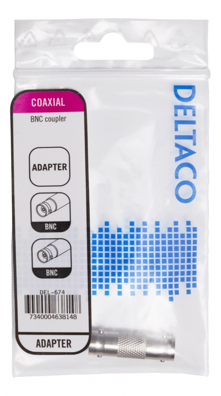 DELTACO BNC skarvkontakt/könbytare, hona till hona DELTACO BNC skarvkontakt/könbytare, hona till hona