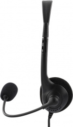 DELTACO Stereo Headset, microphone and volume control, 2x 3,5mm, black