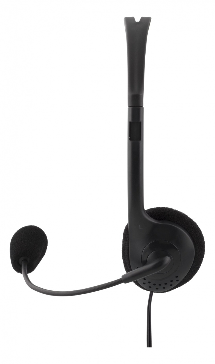 DELTACO Stereo Headset, microphone and volume control, 2x 3,5mm, black