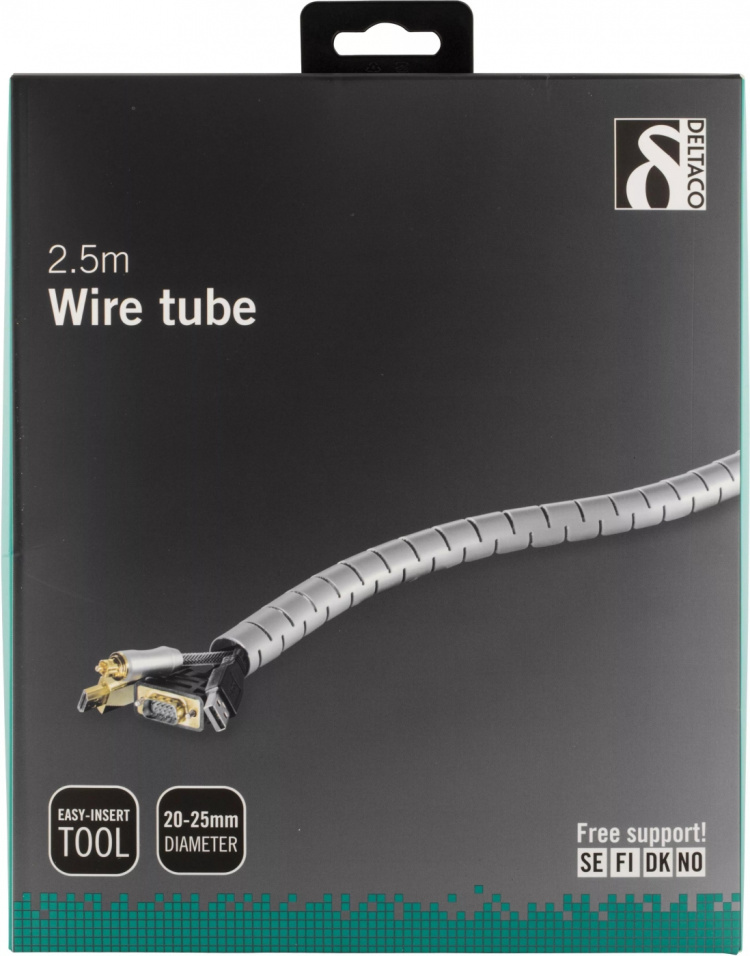 DELTACO nylon wire tube, 25mm diameter tool included, 2.5m, silver DELTACO nylon wire tube, 25mm diameter tool included, 2.5m, silver