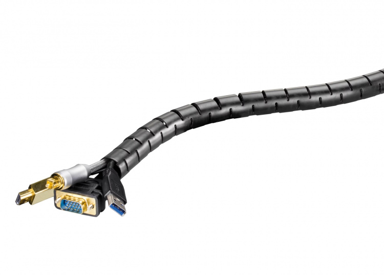 DELTACO nylon wire tube, 25mm diameter tool included, 2.5m, black