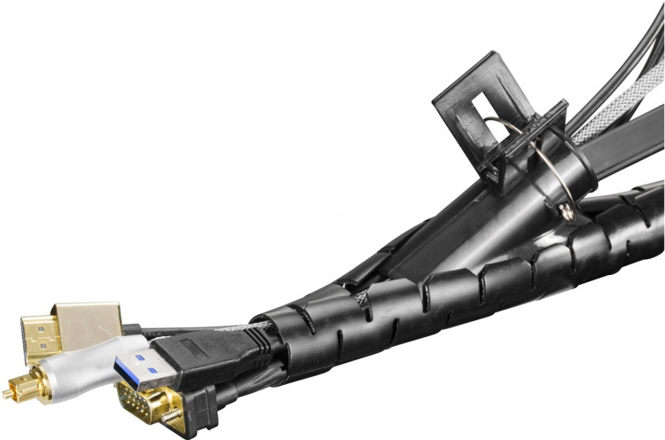 DELTACO nylon wire tube, 25mm diameter tool included, 5m, black