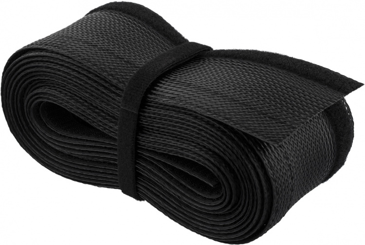 DELTACO nylon cable wrap, hook and loop fastener, 5m, black