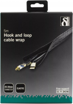 DELTACO nylon cable wrap, hook and loop fastener, 5m, black