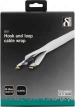 DELTACO nylon cable wrap, hook and loop fastener, 5m, white DELTACO nylon cable wrap, hook and loop fastener, 5m, white