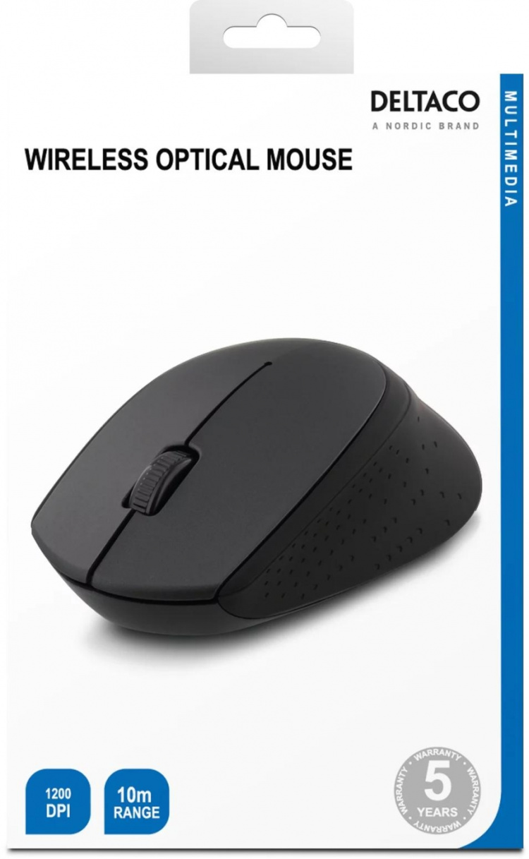 DELTACO wireless optical mouse 2,4GHz, 3 buttons with a scroll, grey DELTACO wireless optical mouse 2,4GHz, 3 buttons with a scroll, grey