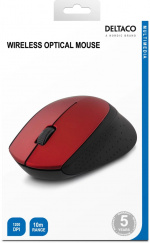 DELTACO wireless optical mouse 2,4GHz, 3 buttons with a scroll, red