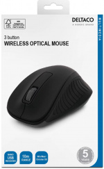 DELTACO wireless optical mouse 2,4GHz, 3 buttons with a scroll, black DELTACO wireless optical mouse 2,4GHz, 3 buttons with a scroll, black