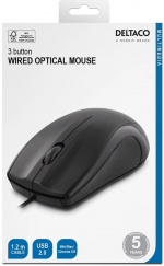 DELTACO wired optical mouse, 3 buttons with a scroll, 1200 DPI, black DELTACO wired optical mouse, 3 buttons with a scroll, 1200 DPI, black