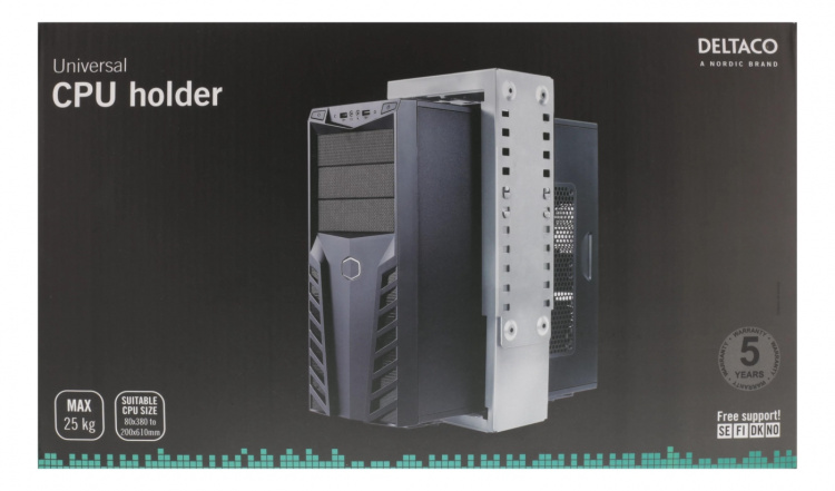 DELTACO computer holder for mounting under the table /on wall , silver