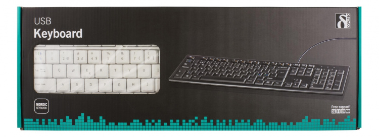 DELTACO Keyboard, 105 keys, Nordic layout, USB, white, 13 media keys,