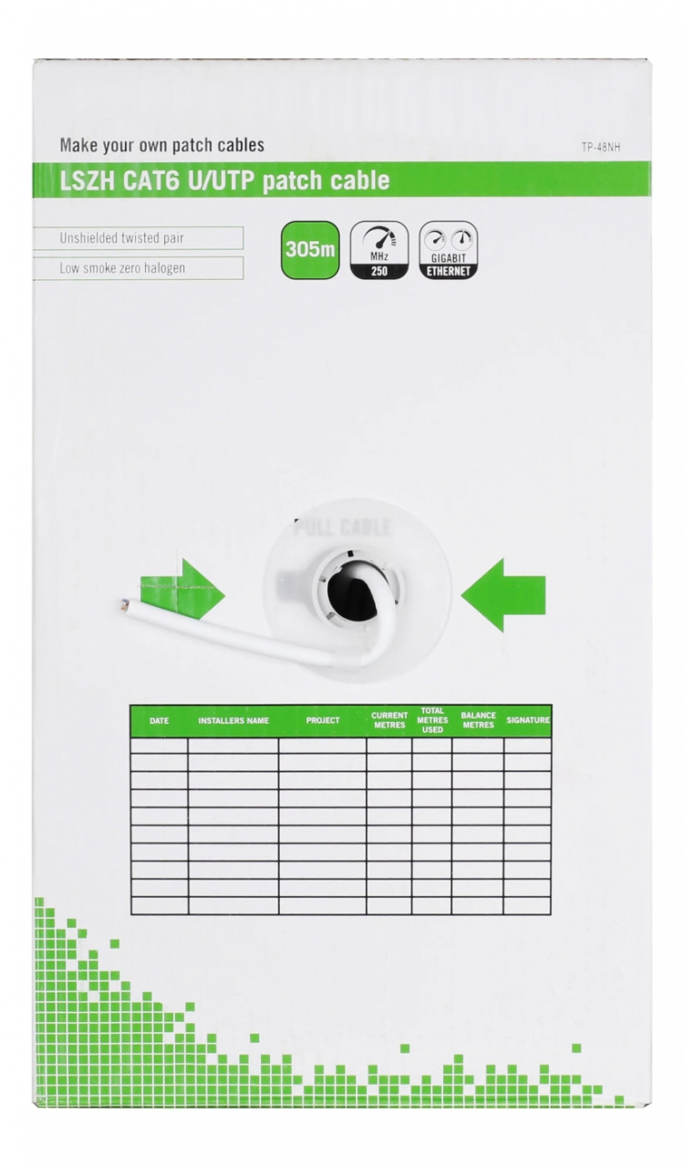 DELTACO F/UTP Cat6 Patch Cable, LSZH, 305m box, white