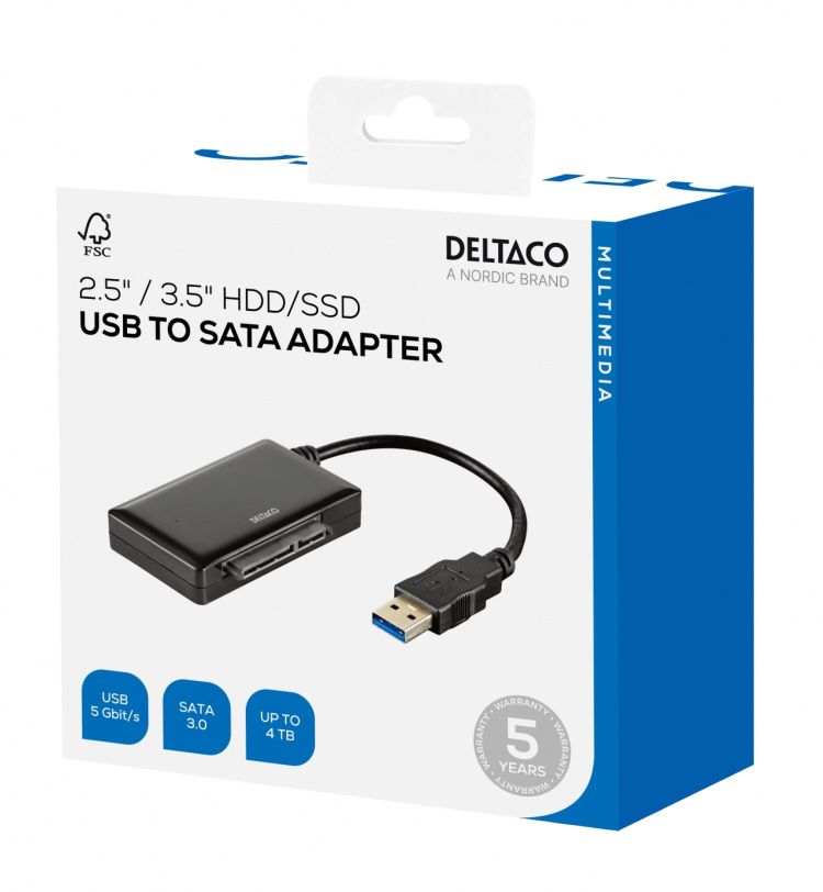 DELTACO USB 3.0 to SATA 6Gb/s adapter, for 2,5/3,5 DELTACO USB 3.0 to SATA 6Gb/s adapter, for 2,5/3,5