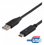DELTACO USB 2.0 cable, type A M - type C M, 1m, black
