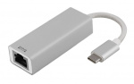DELTACO PRIME USB C Network Adapter, Gigabit, RJ45,aluminum, silver