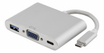 DELTACO PRIME USB-C to VGA and USB A, USB-C port for charging, silver DELTACO PRIME USB-C to VGA and USB A, USB-C port for charging, silver
