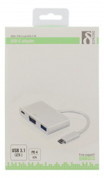 DELTACO USB-C to VGA and USB Type A adapter, USB-C FM, 60W, white DELTACO USB-C to VGA and USB Type A adapter, USB-C FM, 60W, white