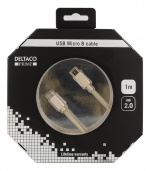 DELTACO PRIME USB cable, 2.0, Type C ma, Type Micro-B ma, 1m, gold DELTACO PRIME USB cable, 2.0, Type C ma, Type Micro-B ma, 1m, gold