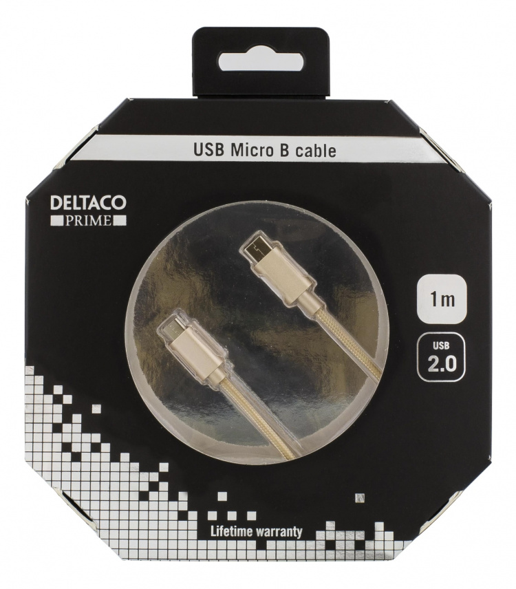 DELTACO PRIME USB cable, 2.0, Type C ma, Type Micro-B ma, 1m, gold DELTACO PRIME USB cable, 2.0, Type C ma, Type Micro-B ma, 1m, gold
