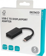 DELTACO USB 3.1 to DisplayPort adapter, USB type C - DP female , black